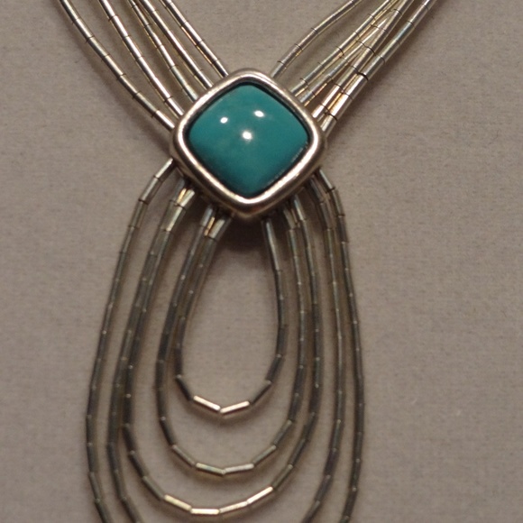 CP 17-21" Liquid Silver Turquoise Necklace - Picture 8 of 8
